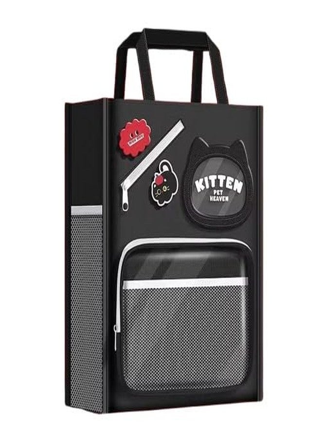 SAJANI Multi-Purpose Large Capacity Canvas Handbag, Tote Bag With Handle Strap And Zipper Lock, Cartoon File Storag Bag For Tuition, School, Picnic, Office (Kitten Pet) - Image 1